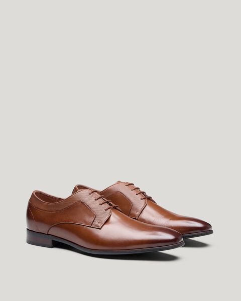 Leather Derby Dress Shoe, Tan, hi-res